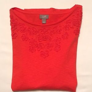 NWT J. Jill Orange/Red Long Sleeve High-Low Top